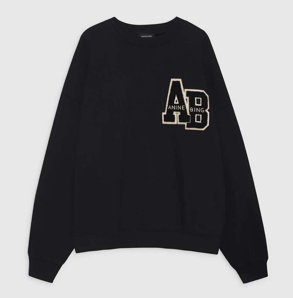 ANINE BING Miles Cotton Letterman sweatshirt shirt size Medium